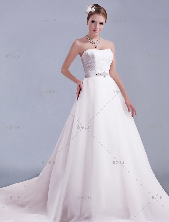 婚纱礼服-抹胸大拖尾婚纱  08035